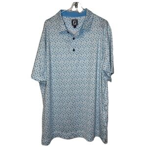 Footjoy Men's Shirt Tour Collar Athletic Fit Golf Polo Beach Print Lisle Size XL